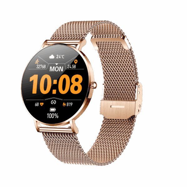 VivoElegance AMOLED - Vandtæt Smartwatch med Blodtryk, Puls, Blodiltnings måler og meget mere! - Guld - iHero