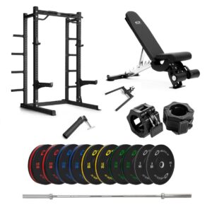 Abilica Half Rack med farvede Bumper og bænk - 170 kg