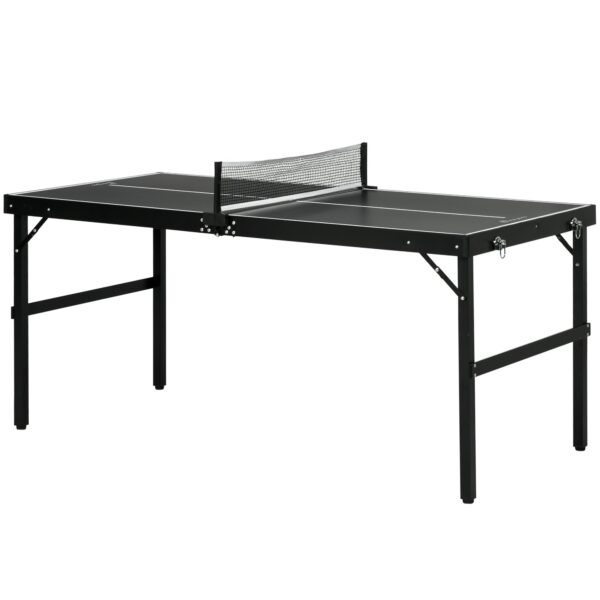 Bordtennissæt, foldbart, lås og håndtag, aluminiumsramme, 152 x 76 x 72 cm, sort