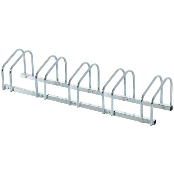 Cykelstativ til 5 cykler, vejrbestandig, væg- eller gulvmonteret, stål 145 x 33 x 27 cm