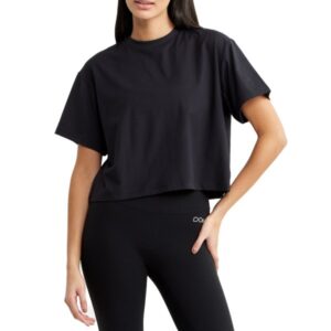Drop Of Mindfulness Butter Soft Cropped Tee, S, Sort