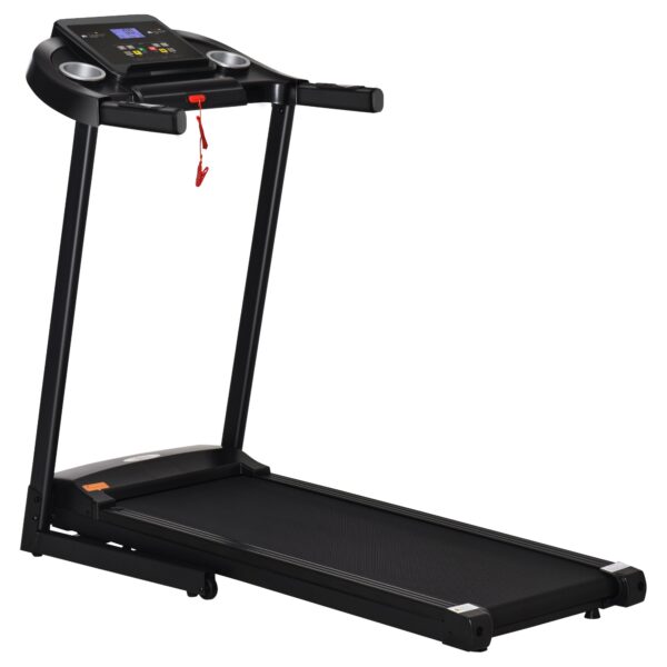Løbebånd foldbart elektrisk 500 w 1-12 km/t led display kopholder og mobiltelefonholder meget velegnet til hjemmefitness indendørs fitness sort 134 x 60 x 118 cm