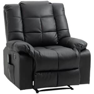 Massagestol, afslappende stol, 8 vibrationspunkter, hvilefunktion, kunstlæder, sort, 94x99x99cm