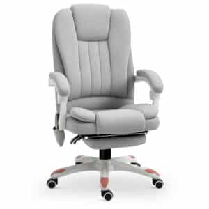 Massagestol, kontorstol, gamingstol, polyester, skum, nylon, grå, 66 x 63 x 107-115 cm
