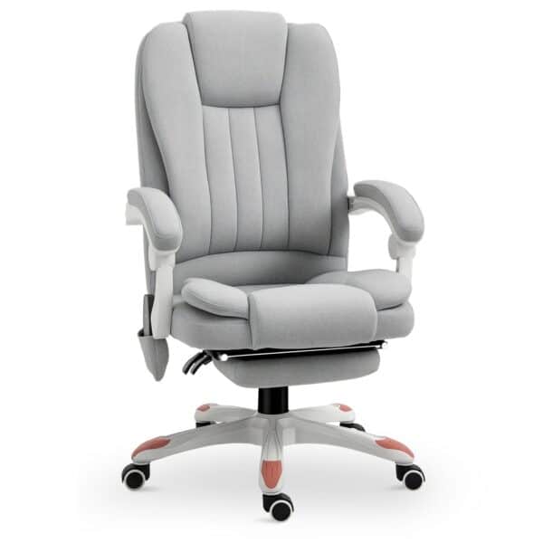 Massagestol, kontorstol, gamingstol, polyester, skum, nylon, grå, 66 x 63 x 107-115 cm