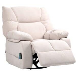 Massagestol med varme- og lænefunktion, drejelig, op til 150 kg, metalstel, 98 x 90 x 98 cm, beige