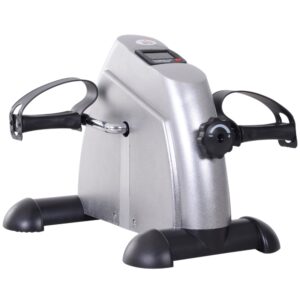 Mini motionscykel fitnesscykel pedaltræner med lcd-skærm justerbar modstand arm- og bentræner hjemmetræner fitnessudstyr til seniorer hjemmekontor 35 x 40 x 31 cm sølv