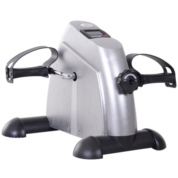 Mini motionscykel fitnesscykel pedaltræner med lcd-skærm justerbar modstand arm- og bentræner hjemmetræner fitnessudstyr til seniorer hjemmekontor 35 x 40 x 31 cm sølv