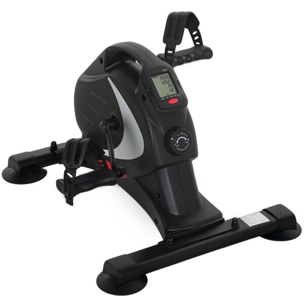 Mini motionscykel, fodpedaltræner, træningsredskab med 8 modstandsniveauer, lcd-skærm, metal, plastik, sort