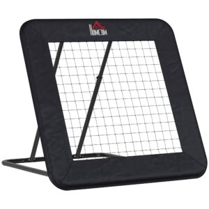 Rebounder til fodbold, 128 x 118 cm reboundvæg med beskyttende kantpinde, justerbar i 5 niveauer, bærbar rebound, fodboldmål til unge, reboundvæg til fodboldtræning, sort