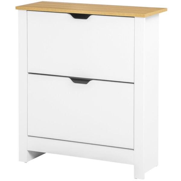 Skoskab med skoopbevaring, 2 rum, 12 par sko, 72 cm x 26 cm x 80 cm, hvid + brun