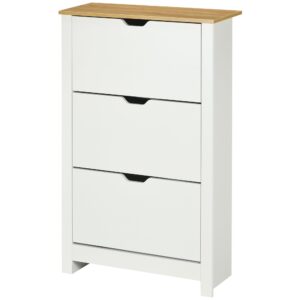 Skoskab med skoopbevaring, 3 rum, 18 par sko, 72 cm x 26 cm x 112 cm, hvid + brun