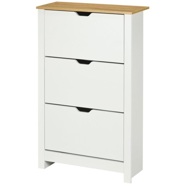 Skoskab med skoopbevaring, 3 rum, 18 par sko, 72 cm x 26 cm x 112 cm, hvid + brun
