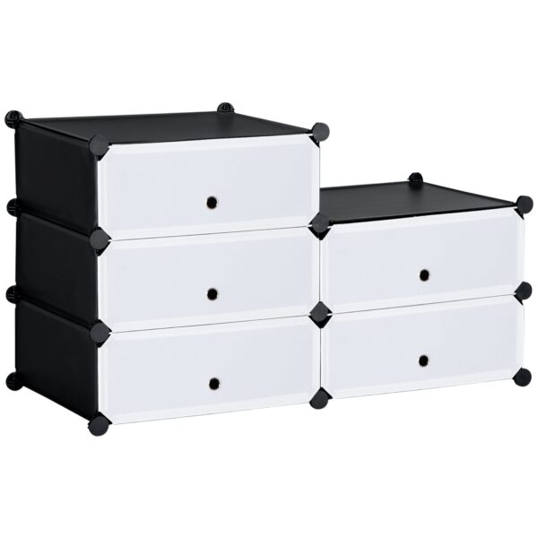 modulært reolsystem til 6 par sko, 49 cm x 36,5 cm x 108 cm, sort