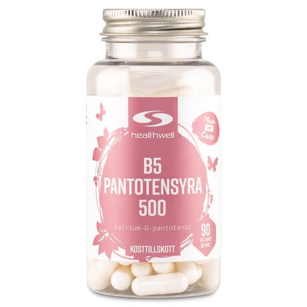 Healthwell B5 Pantothensyre 500, 90 kapsler