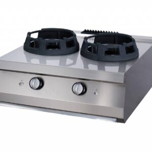 Heavy Duty Wok-komfur - 2 x 28,5 cm kogeplader - Dobbelt enhed - 70 cm dyb - Gas
