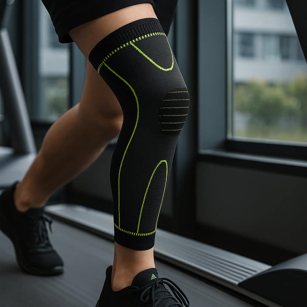 Langt knæbind med kompression