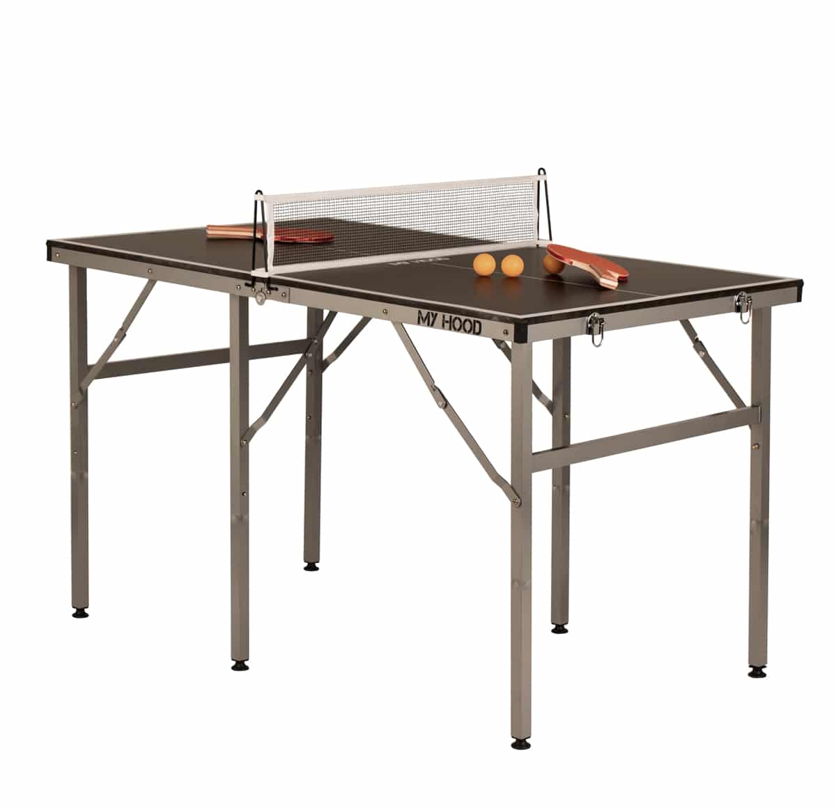 Mini bordtennisbord BLACK LINE 125 x 75 cm med foldbart ALU-Stel - HURTIG LEVERING