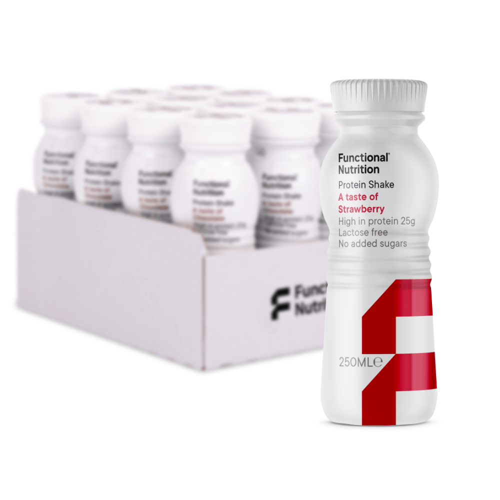 Functional Protein Shake (12x250ml) – Lækker jordbærshake | Højt proteinindhold & få kalorier
