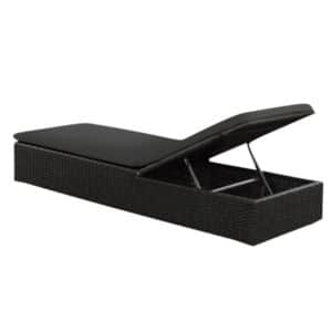 Homeville Solseng med hynde polyrattan sort 198x62x31cm