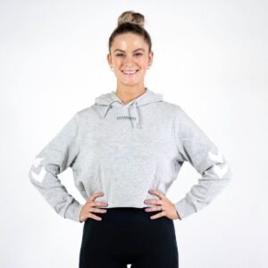 Hummel LEGACY Woman Cropped Hoodie - Grey Melange - Træningstøj til Kvinder