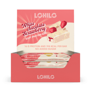 Lohilo White Choc Strawberry (12x55g) – Proteinbar med hvid chokolade & jordbær | Højt proteinindhold