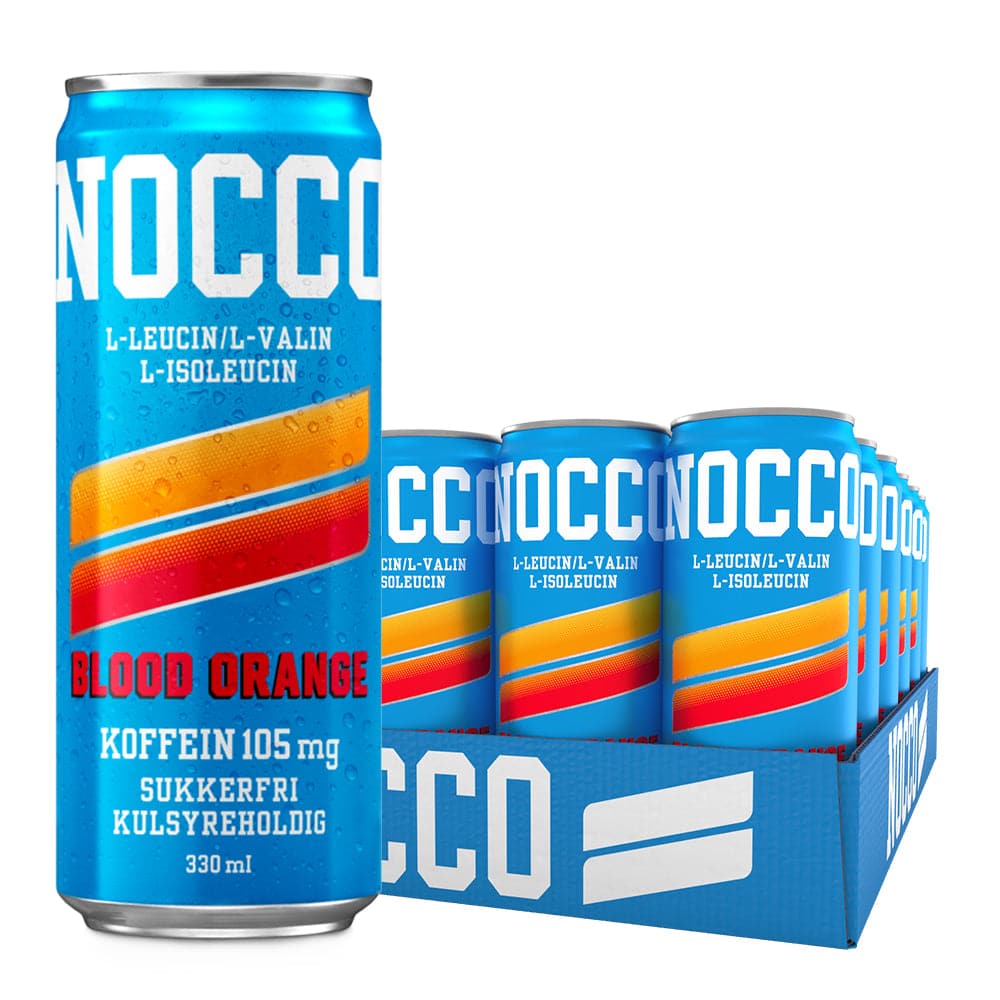NOCCO Blood Orange (24x330ml) – Billig sukkerfri energidrik med højt koffeinindhold | Perfekt til træning