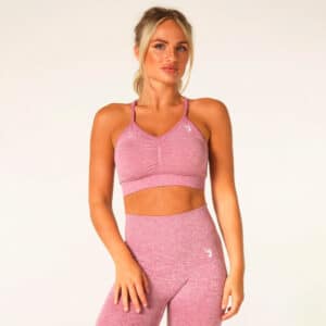 V3 Apparel Define Seamless Scrunch Sports Bra - Pink Marl - Træningstøj til Kvinder