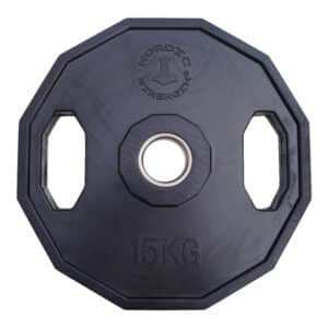 Vægtskive 15 kg - 50 mm (12 kantet/sort)