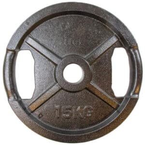 Vægtskive sort metal med greb (50 mm) - 15 kg