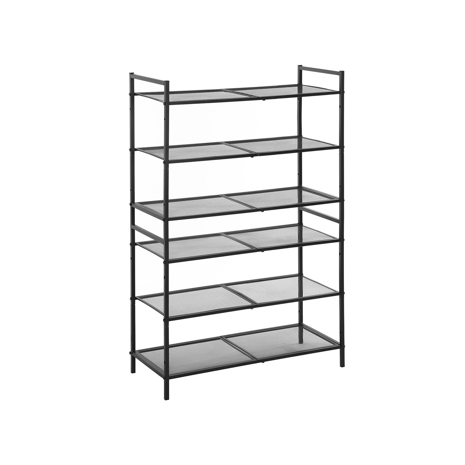 3-lags skoreol, stabelbar skoorganisator, 9-12 par sko, metalskoreol til opbevaring, til entré, stue, badeværelse, sort