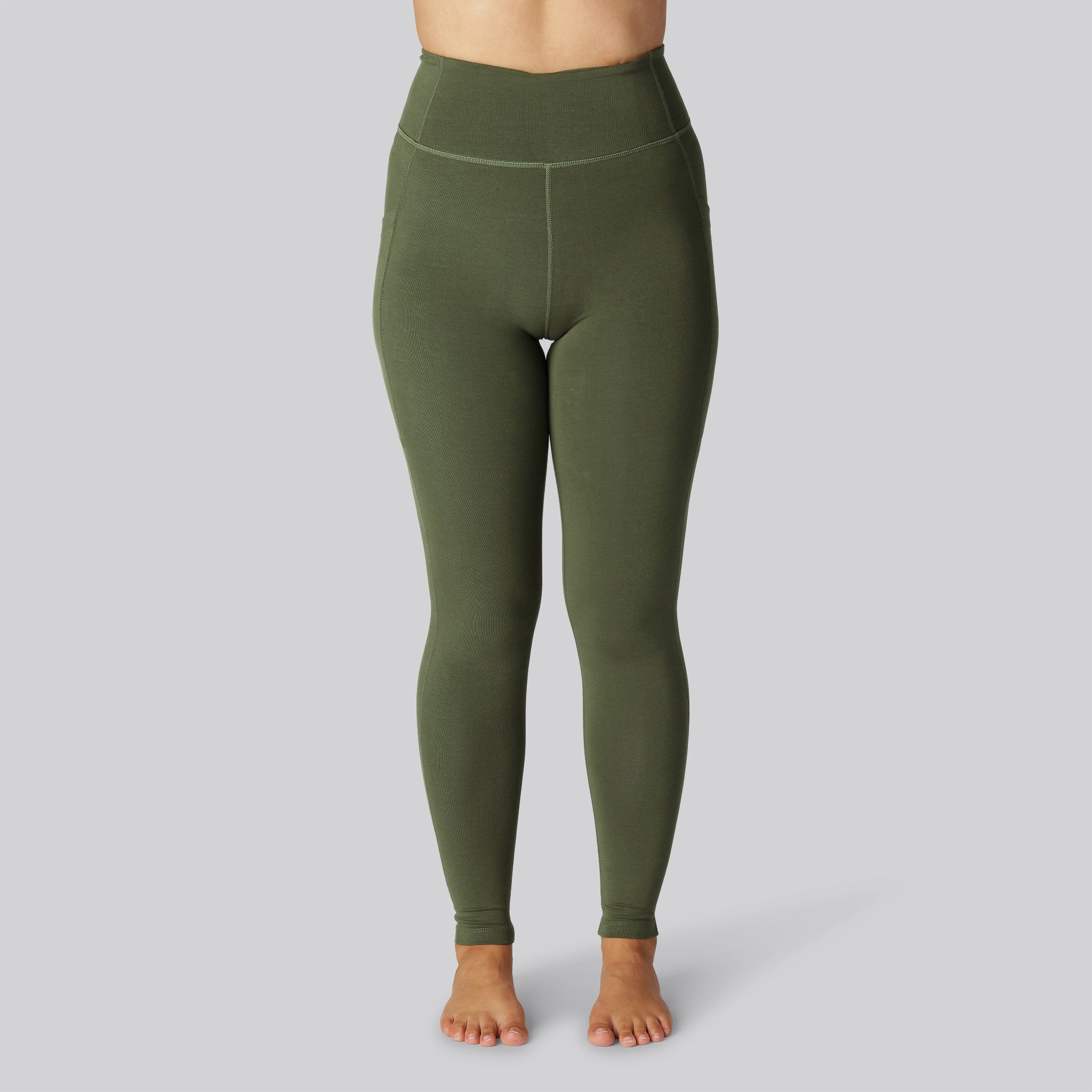 Bambus fitness tights i grøn til damer