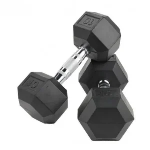 Crossmaxx Hexagon Håndvægt - Lavet i støbejern, belagt med gummi - Riflet håndtag for godt greb - Til crossfit og styrketræning