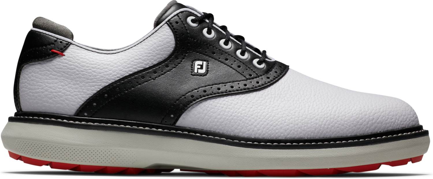 FootJoy Traditions Vandtætte Herre Golfsko Uden Spikes - White/Black/Grey - Str. 46 Normal