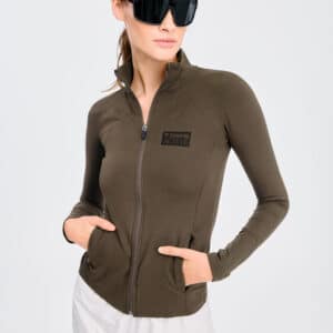 Full Zip Running træningsbluse - Mocca