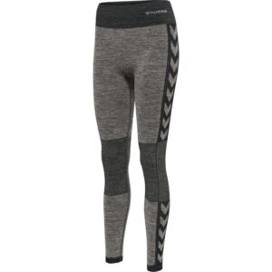 Hummel CLEA Seamless Mid Waist Tights – Chateau Gray/Black Melange - Træningstøj til Kvinder