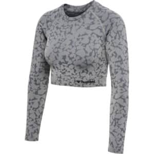 Hummel MT PI Seamless Crop T-Shirt L/S - Sharkskin - Størrelse: Medium - Træningstøj til