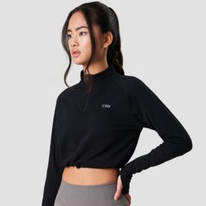 ICANIWILL Define Cropped 1/4 Zip Adjustable Black - Træningstøj til Kvinder