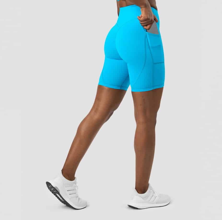 ICANIWILL Scrunch V-shape pocket biker shorts Blue - Størrelse: Large - Træningstøj til
