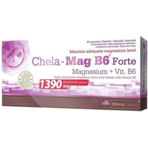Olimp Nutrition Chela Mag B6 Forte Mega Caps, Kapsel, Vitamin B6, Vitamin B9 (folinsyre) Magnesium, Voksen, 250 mg