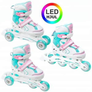 Raven LIA 3-i-1 LED Pastel - Justerbar over hele 4 sko-numre med smart kliksystem - Lys i forhjul Str. 30-33