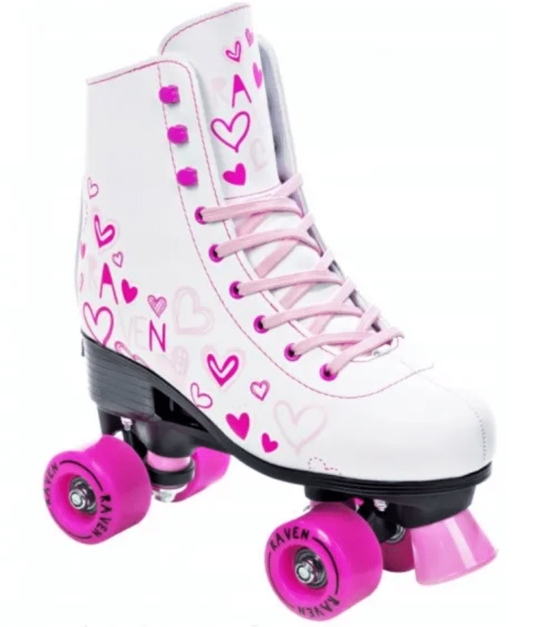 Raven Trista Side-by-Side Rulleskøjte Hvid/Pink - Justerbar over hele 4 Sko-numre! Str. 35-38