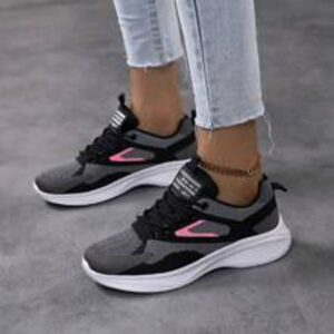 Shein Women's Solid Color Mesh Sneakers, Soft Sole Lightweight Slip On Walking Shoes, Breathable Low-Top Fitness Shoes