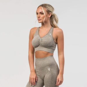 V3 Apparel Empower Seamless Scrunch Sports Bra – Beige Marl - Træningstøj til Kvinder