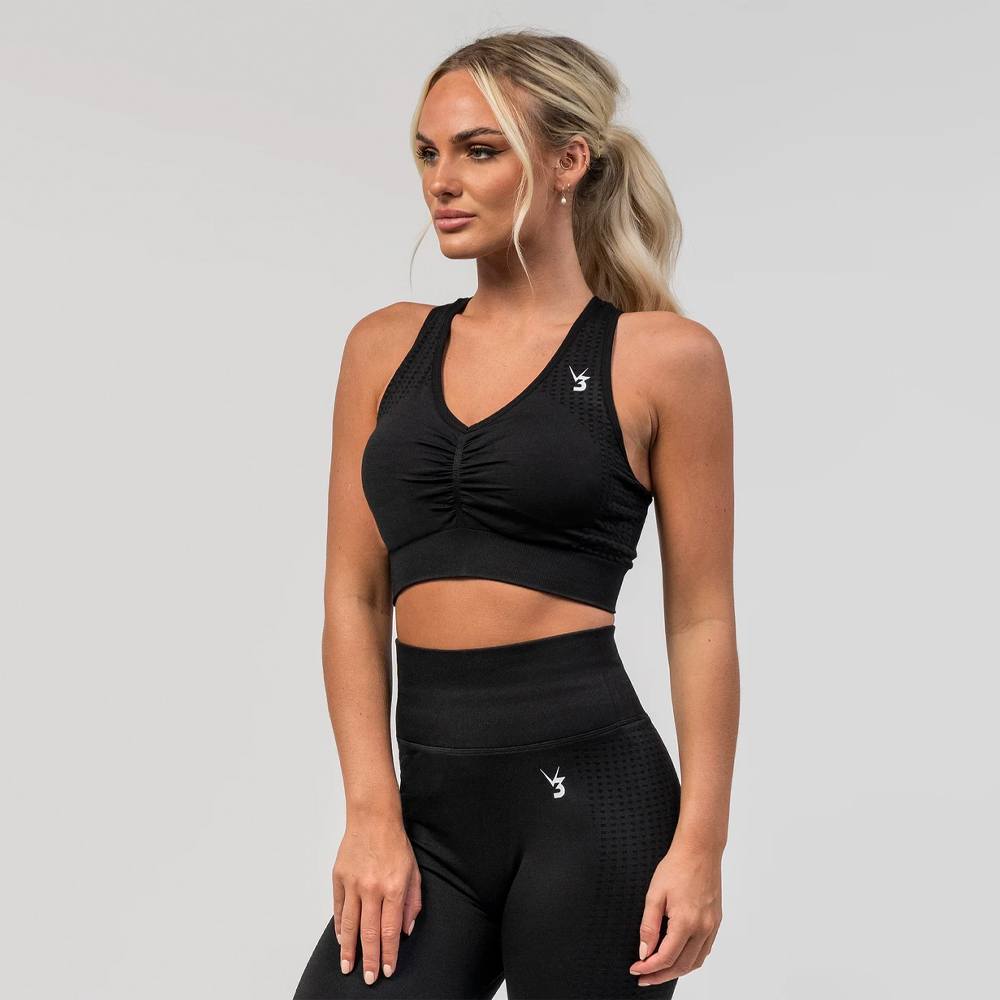 V3 Apparel Empower Seamless Scrunch Sports Bra – Black - Træningstøj til Kvinder