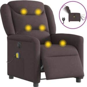 vidaXL Eldrevet Massagestol Stof Mørkebrun