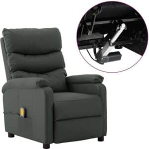 vidaXL Eldrevet massagestol kunstlæder grå