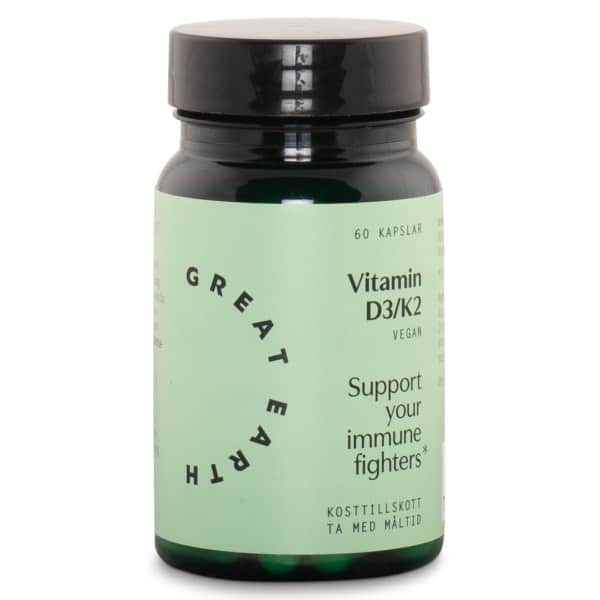 Great Earth Vitamin D3/K2, 60 kapsler