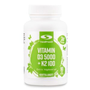 Healthwell Vitamin D3 5000 + K2 100, 90 kapsler