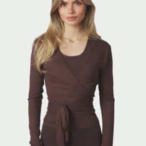 Nia Jersey Wrap bluse - Chocolate Brown